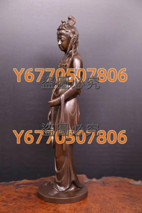 日本皇室技藝員高村光雲先生原型作品《蠟型鑄銅制圣觀音立像》 日本東