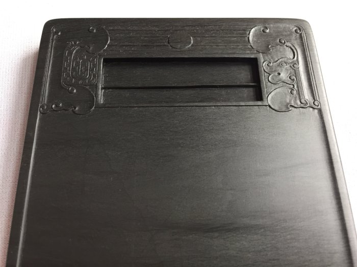 ◆天香楼◆歙州眉子紋一文字硯　歙州硯 唐物AB0312