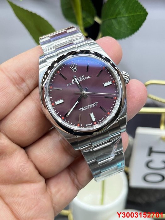 勞力士蠔式恒動116000  紫葡萄 型號：116000-0010 顏色：紫色 條釘 款式：光圈 板帶鏈