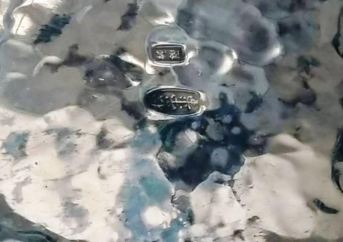 日本國寶級金工名家(松榮堂)純銀茶器豆莢提把南瓜型銀壺.銀杯六件組共