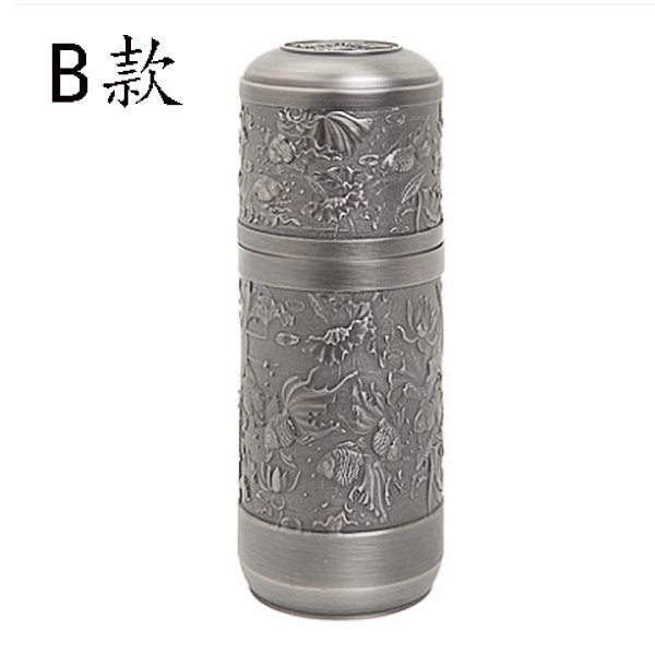 5Cgo【茗道】中式銀杯子純銀內膽保溫杯雪花銀杯高檔不鏽鋼水杯男女士