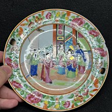 嚴選清中期道光粉彩西廂記廣彩盤直徑16cm 粉彩故事瓷盤民國珍藏粉彩廣