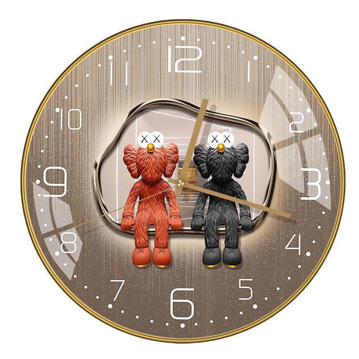 現貨免運 掛鐘 時鐘 裝飾鐘 卡通掛鐘鐘表時鐘掛表家用靜音裝飾北歐簡約個性時尚暴力熊表掛墻