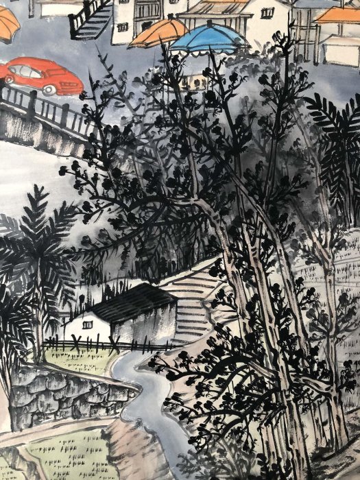 LL90【吳冠中】風景，四尺手繪作品，精工裝裱，裝裱尺寸*82cm左右畫芯