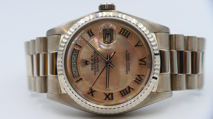 【美好時光】罕見型號勞力士ROLEX 18039白K款Daydate盒單全配特殊面(18038 18238 18239參考)