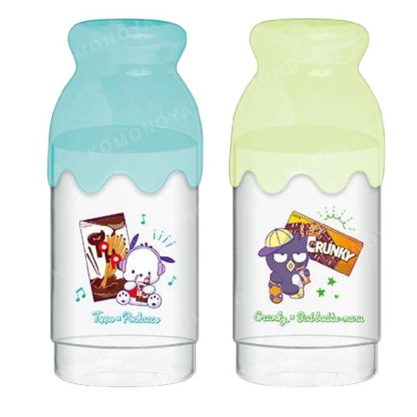 小禮堂 Sanrio 三麗鷗 x 樂天 造型牙刷杯組 (牛奶瓶款) 帕恰狗 酷企鵝