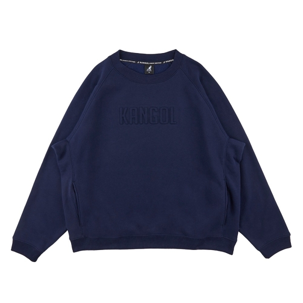 KANGOL 長袖 大學T 深藍 立體字 口袋T 中性 6355102280