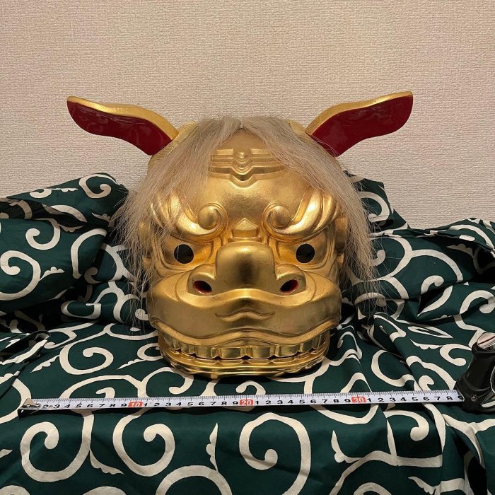 希少】獅子舞獅子頭金箔木雕魔除金彩古美術木製木雕お祭り| Yahoo拍賣