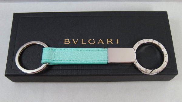 §Betty's日本古董&精品雜貨§保證真品BVLGARI 水藍色雙圈鑰匙圈~