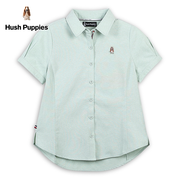 Hush Puppies 襯衫 女裝素色開襟小拋袖短袖襯衫