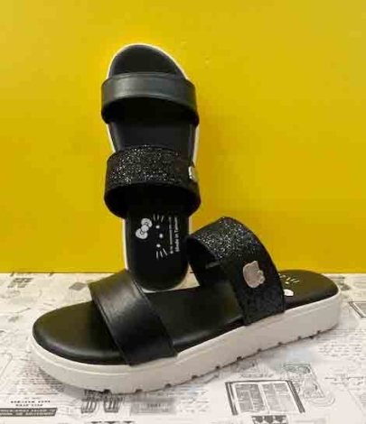 【震撼精品百貨】Hello Kitty 凱蒂貓~臺灣製Hello kitty正版成人厚底拖鞋-黑色(22.5-24.5號)#19242