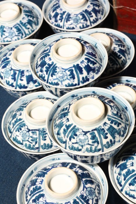 9/19結標日本青花纏枝蓮蓋茶盞一套ADI0169 -茶道具侘寂日本茶道品茶