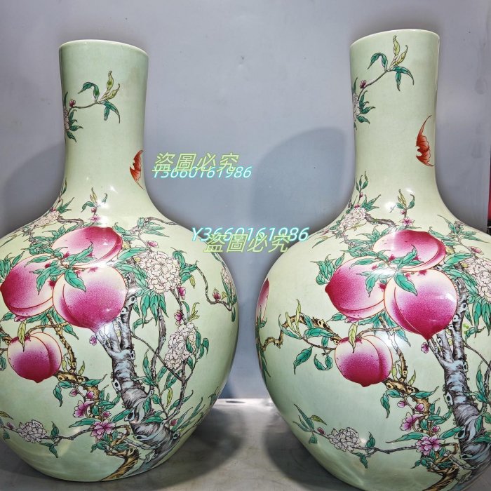 大清雍正年製款・粉彩・八桃紋・天球瓶』極細工・置物・古賞物・古董・ 112cecbb800242ac110006.jpg