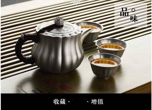 高級純銀茶禪一味蓮花茶壺加三個茶杯No.113】純銀足銀壺999 燒水壺茶具