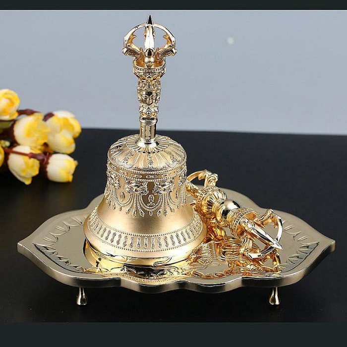 金剛鈴法器黃銅五股手工九股金剛鈴杵法器藏密手把件精品佛鈴~聚福地