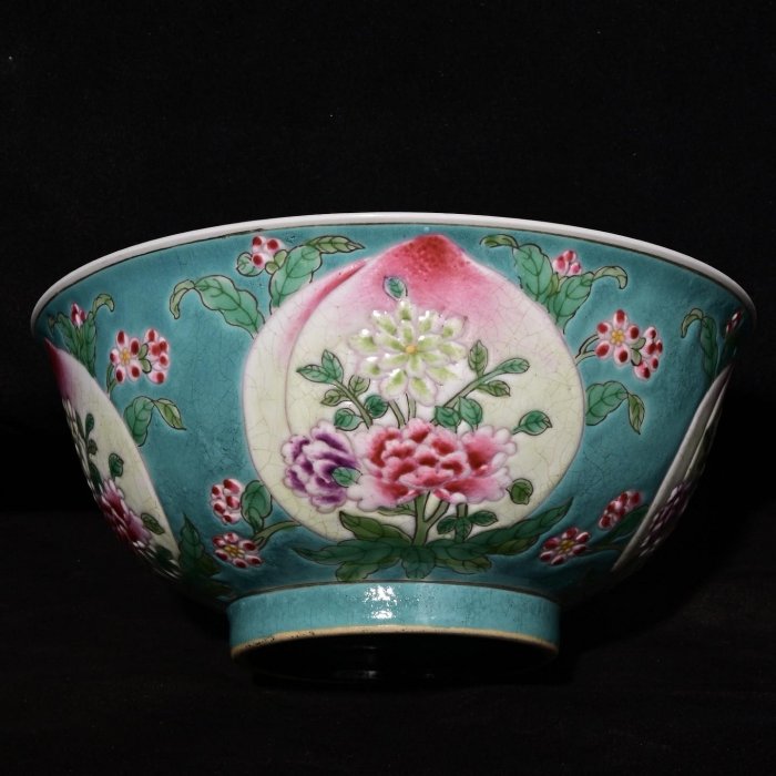 清康熙年制琺瑯彩花卉紋碗，高7×15.5厘米??60038716禦窯、 青花、古玩
