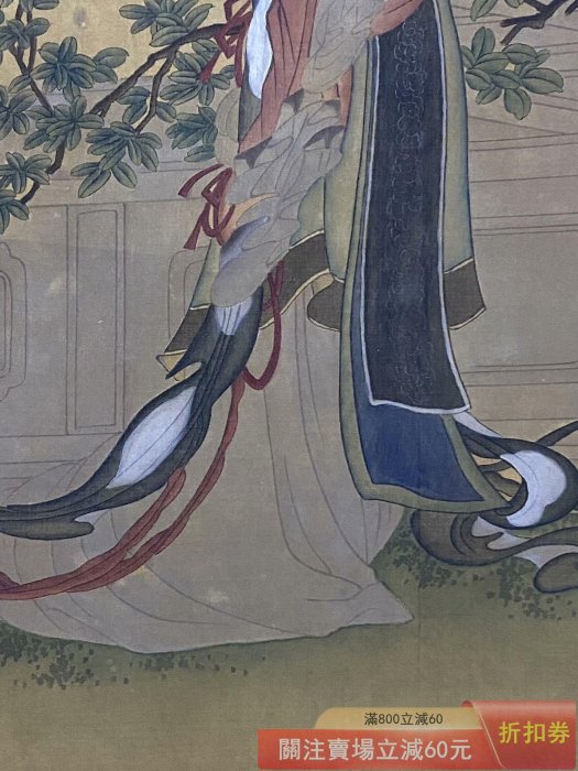 仇英三尺中堂畫仕女圖純手繪畫老絹布畫畫工細膩材質絹布實物拍攝一物一