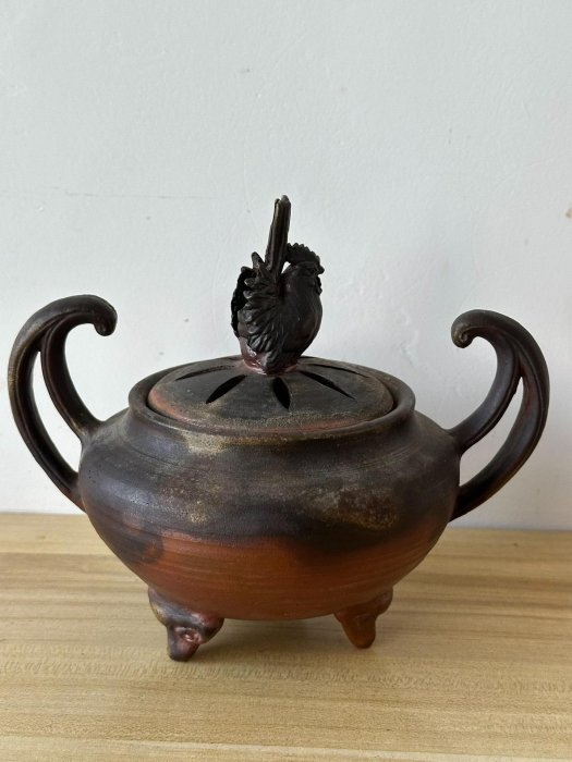 二手]日本備前燒【藤原陶齋】香爐作者是備前燒已故巨匠，細工物名家