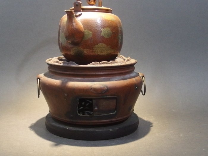 青銅製火鉢 ☆清沁苑☆//特價品//古民家の道具~銅製昭和民具焜炉火爐火鉢~d727