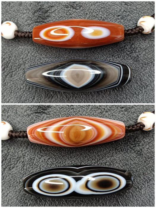 標對，三眼天珠臻品，純天然纏絲瑪瑙佛眼三眼天珠，天然的三眼難得的