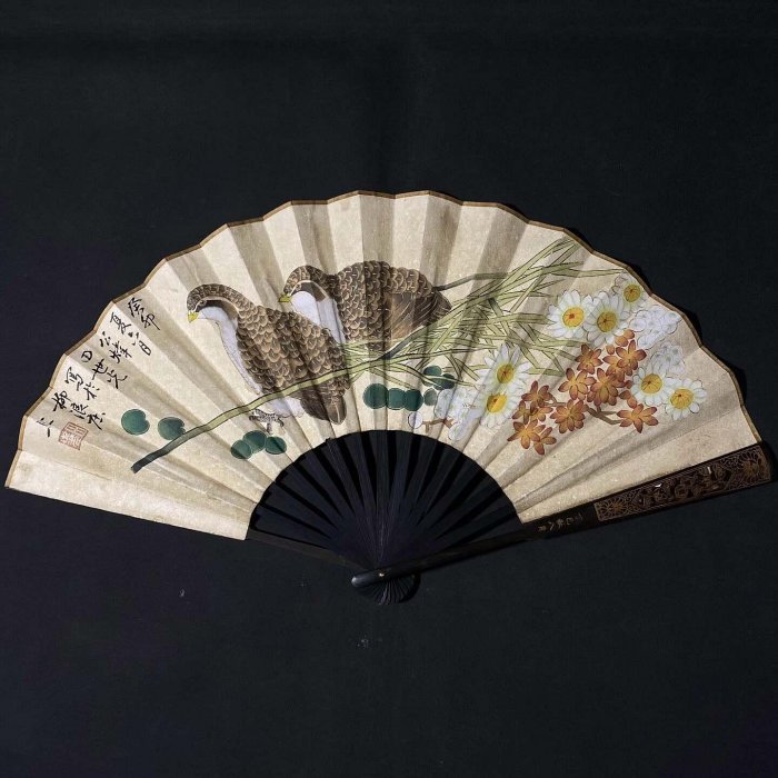 花鳥扇面 田世光花鳥扇面，一物一圖藝術珍藏長35x寬58公分品質嚴選畫作收藏田