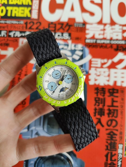 卡西歐旗魚系列RKA705潛水腕表90年代古董稀有款式表徑36mm 三眼月相