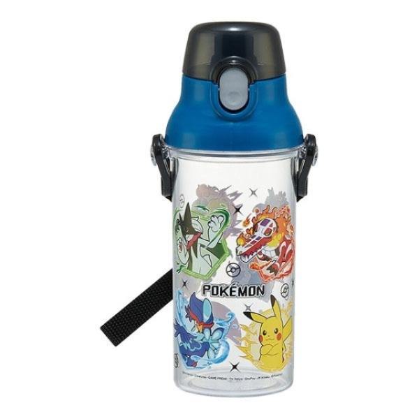 【震撼精品百貨】神奇寶貝 Pokemon~Pokemon GO精靈寶可夢 抑菌塑膠彈蓋直飲水壺480ML-藍黑透明*69636
