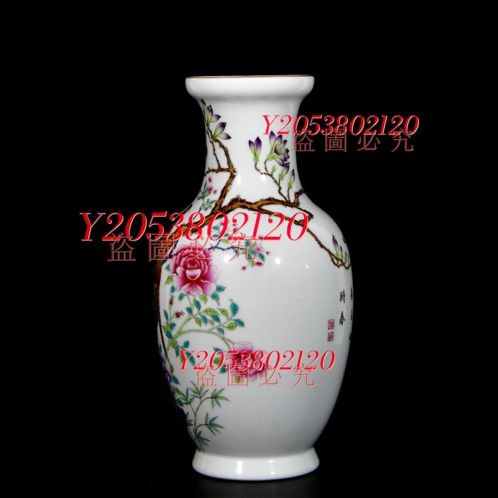 清乾隆琺瑯彩花鳥紋賞瓶一對；34.5/18 6780004567004635804 【同福客棧