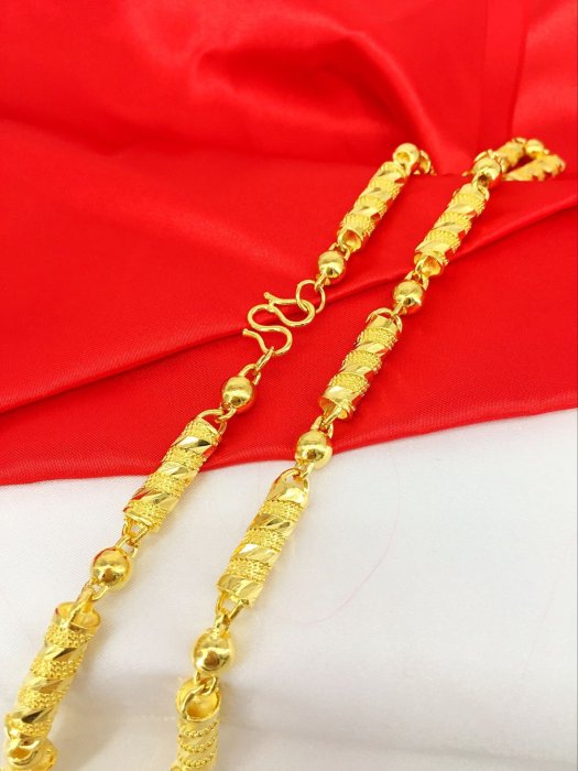 台灣現貨 24K鍍金 男士項鏈 南非錫金 越南沙金 龍柱項鏈 (鍍金24K沙金.防過敏) 4864515132