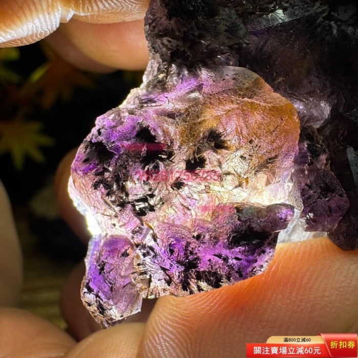 精品透體幻影紫水晶超七骨干原石滿發毒液超七水晶原石天然印記水晶紋