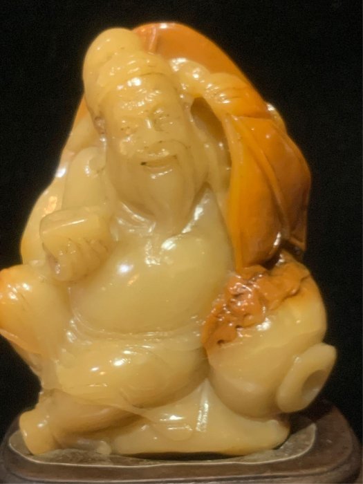 中国古美術 黒色印鑑 共箱 極細工 原石原色彫刻 寿山芙蓉石彫 骨董