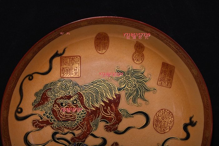 清乾隆年制琺瑯彩描金獅子紋賞盤，4.5×20.5厘米??4385A013911 【錦繡