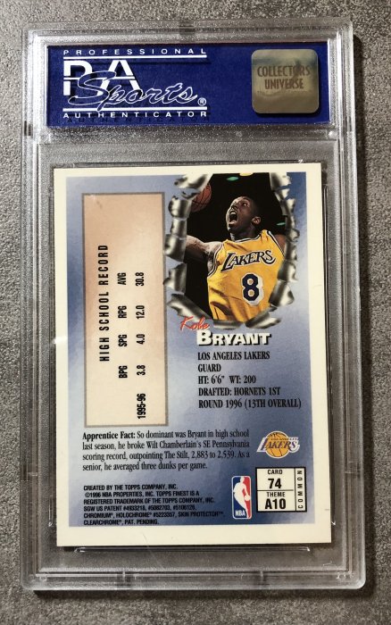 1996-97 Topps Finest Kobe Bryant Rookie RC #74 PSA 9 球員卡