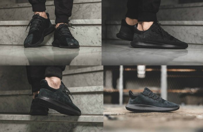 100%正品現貨】Adidas Tubular Shadow BB8942全黑墨綠皮革編織千鳥拼接