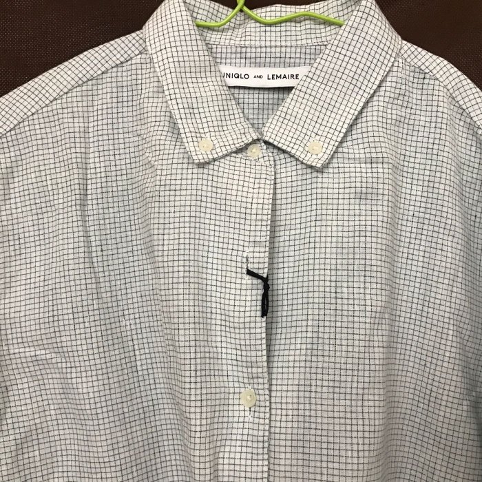 UNIQLO AND LEMAIRE棉麻格紋襯衫-藍白格紋-全新-尺寸:L