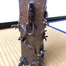 蠟型青銅製角型瑞龍紋花瓶二上元威氏作| Yahoo拍賣
