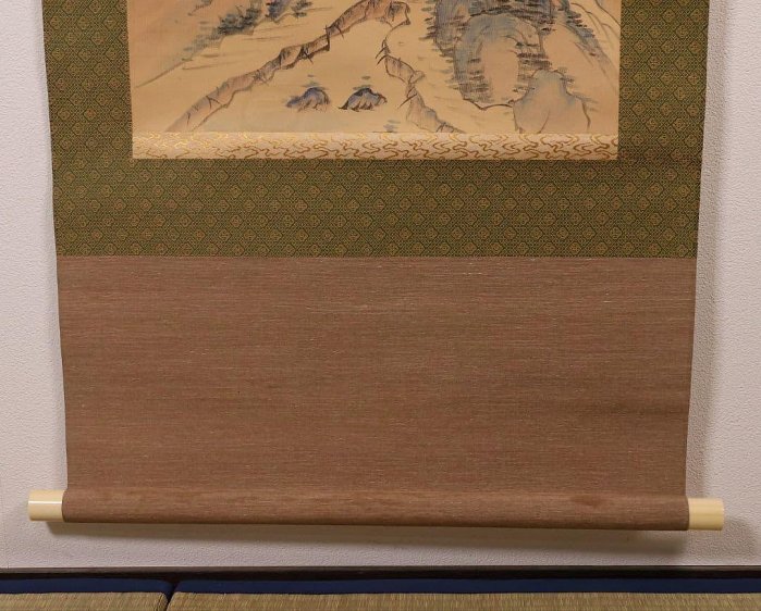 【模写】岡田半江 田粛 山村 山水 絹本 掛軸 合箱 南画 日本画 MB121 岡田半江掛軸南畫山村絹本合箱| Yahoo拍賣