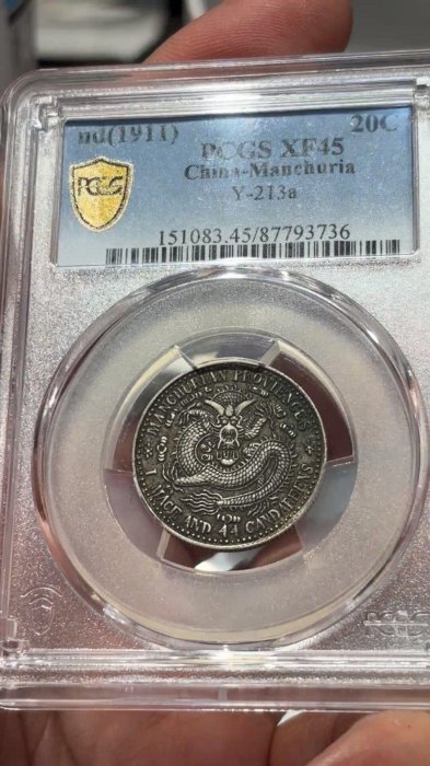 古錢幣宣統元寶東三省牛角龍PCGS XF45全龍鱗盒子幣| Yahoo拍賣