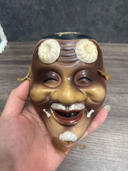 日本陶瓷翁面能面掛件燒色精美適合收藏品相佳翁面能面掛飾| Yahoo拍賣
