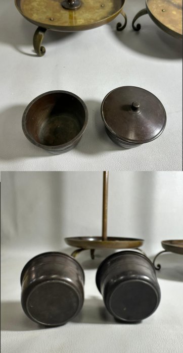 古玩輕鬆拍】老日本古美術宣德銅和燭台/三足高燭台一對蝋燭立て古燈具