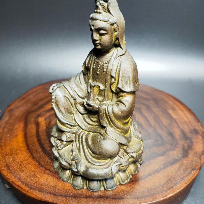 早期純銅神尊老件-觀音#26（古董/銅雕/收藏/銅爐/香爐/銅器/天狗/明朝