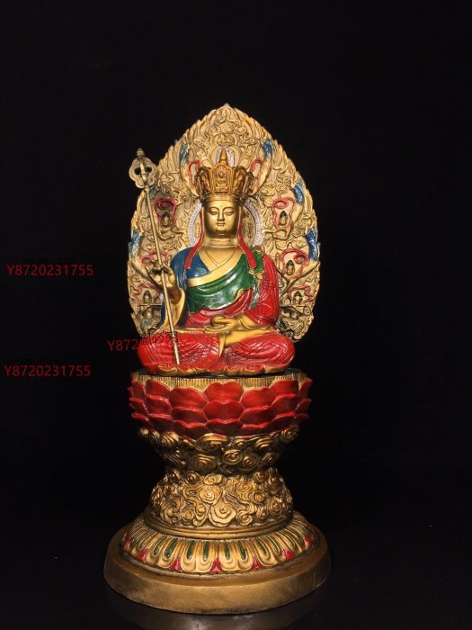 大明宣德年制，精工純銅彩繪地藏王菩薩佛像，做工精美，漿厚重，寬16cm