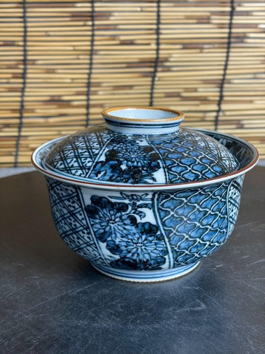 日本回流平安瑞泉造青花開窗四君子紋蓋碗，京都燒藝術珍品嚴選推薦京焼
