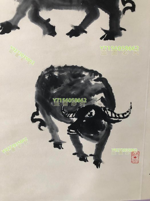 85【李可染】牧牛，純手繪作品裱好尺寸：230*81cm左右掛畫畫心書法