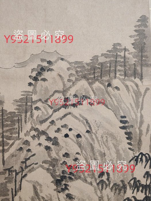 中国古美術【王時敏款 山水図 手描】古書画 正統派 三尺水墨画 掛軸 文房置物 編號W22 純手工三尺王時敏山水，攝材料:宣紙裝裱:167cm 古玩書畫字畫