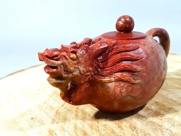 銀九藝] 早期二手壽山石芙蓉石龍首石雕壺茶壺(9) | Yahoo拍賣