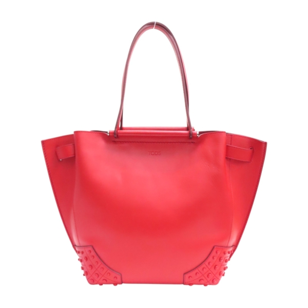 TOD S 托德斯 紅色 牛皮 Wave Shopping 肩背包 XBWAMRA3201 【二手名牌BRAND OFF】