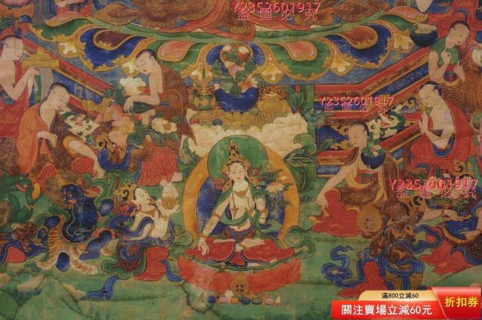 可議價】精美老唐卡釋迦牟尼佛說法圖尺寸：86x62厘米畫芯尺寸53x80厘米