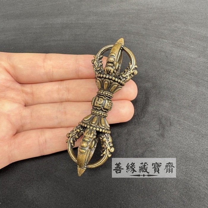 傳世黃銅五股金剛杵銅法器西藏法器佛教法器密宗法器高度7.5cm 重59克