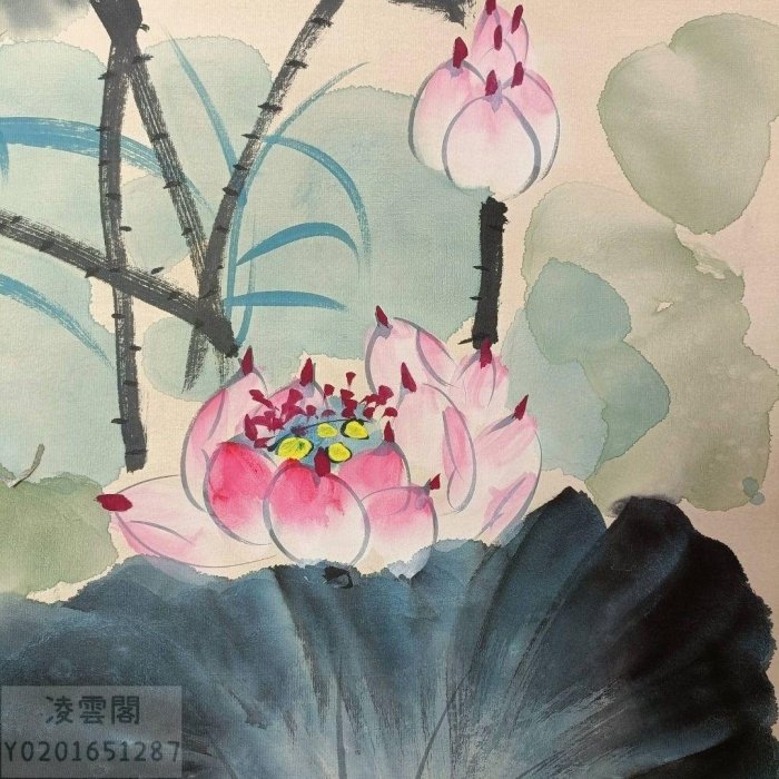 大千 荷花圖 张大千《荷花》高清图下载